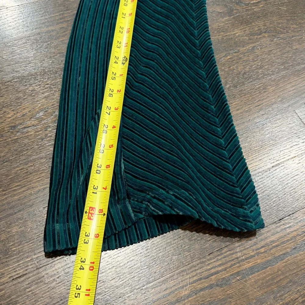 Free People Penny Pull On Velvet Flare Pants Womens XS Green Ribbed Bell Bottoms